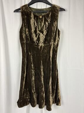 Dusk Green Velvet Vintage Inspired Fit & Flare Dress 90’s Glam Grunge Size 6
